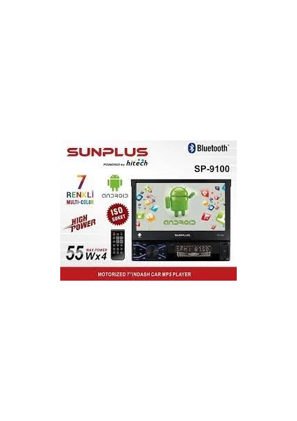 Sun Plus Oto Teyp Indash 7" 4X55W  7 Renkli Kamera Hediye Androıd Sunplus SP-9100