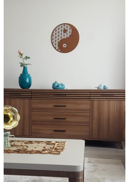 Ying Yang Kahverengi (Ceviz) Dekoratif Tablo 25X25CM modelleri