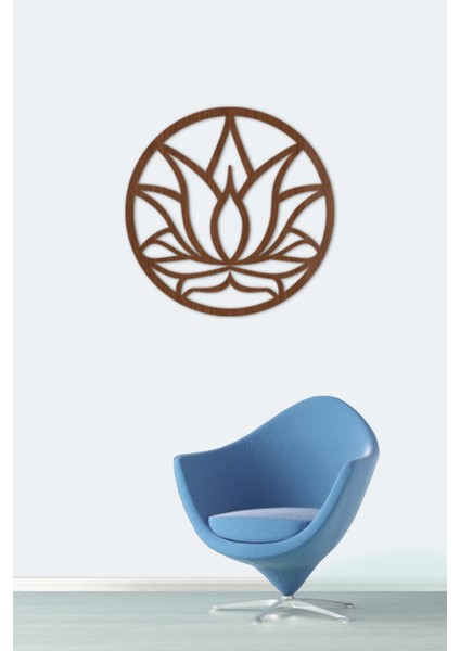 Lotus Çiçeği Kahverengi (Ceviz) Siyah Dekoratif Tablo 25X25CM