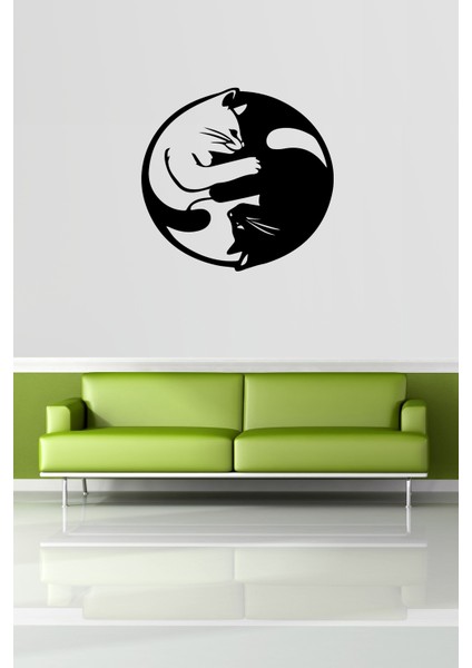 Ying Yang Kedi Siyah 30X30CM
