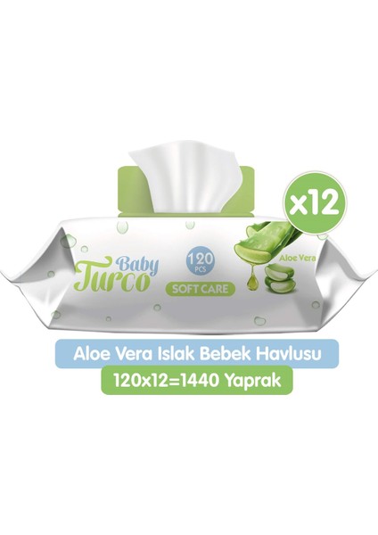 Baby Turco Softcare Aloe Vera Islak Bebek Havlusu 12 x 120 Adet