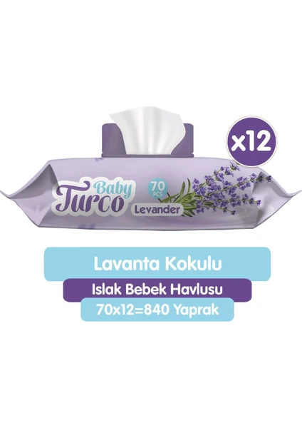 Baby Turco Lavanta Kokulu Islak Bebek Havlusu 12 x 70 Adet