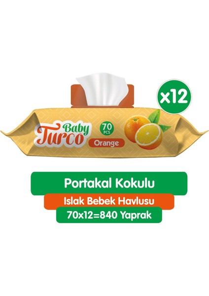 Portakal Kokulu Islak Bebek Havlusu 12 x 70 Adet