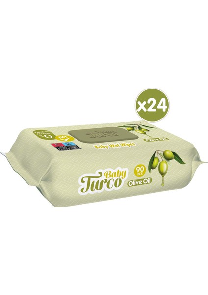 Baby Turco Zeytinyağlı Islak Bebek Havlusu 24 x 90 Adet