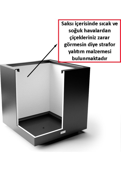 Kare Tipi Metal Saksı Çiçeklik