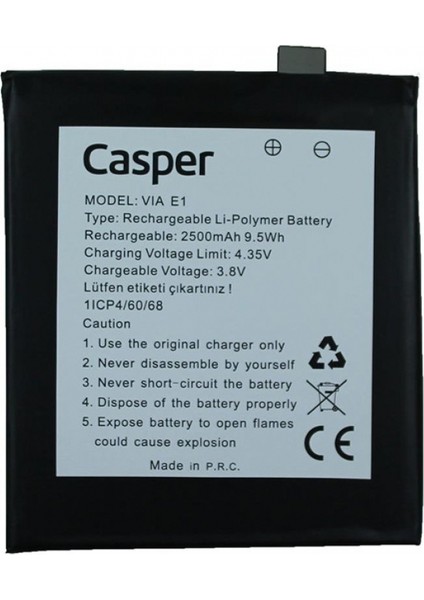 Via E1 Uyumlu Casper 1/cp4/60/68 4000 Mah Batarya
