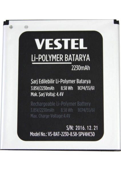 Venüs 5000 Uyumlu Vestel VS-BAT-2230-8.5 2220 Mah Batarya