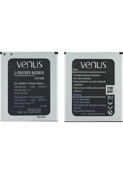 Venüs V3 5530 Uyumlu Vestel VIA5040 2920 Mah Batarya