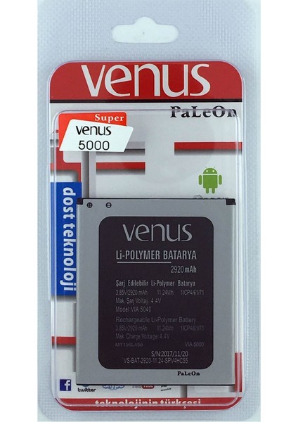 Venüs V3 5530 Uyumlu Vestel VIA5040 2920 Mah Batarya