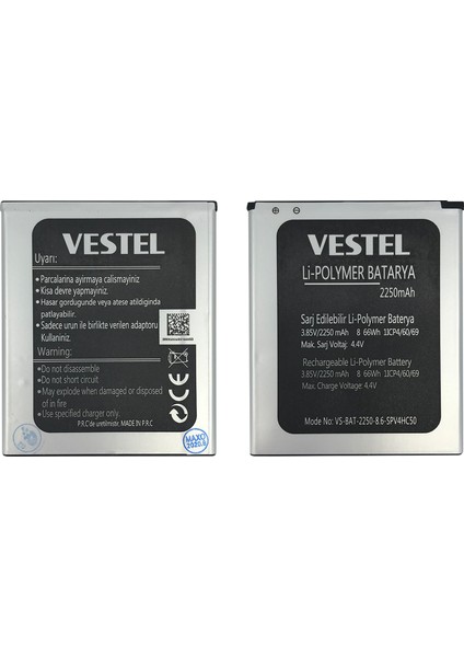 Venüs V3 5010 Uyumlu Vestel VS-BAT-2250-8.6 2250 Mah Batarya