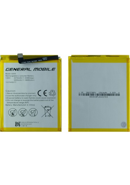 General Mobile Gm8 Uyumlu G005 3000 Mah Batarya