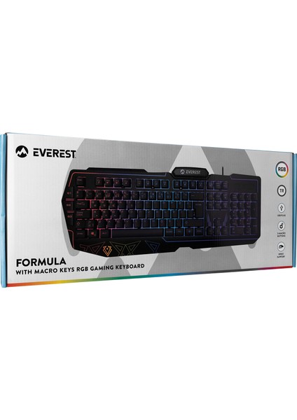 KB-GX61 Formula USB Rgb Aydınlatmalı 3 Makro Tuşlu Bilek Destekli Gaming Oyuncu Klavyesi