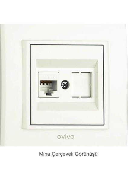 Çağatayelektrik Ovivo Mina Beyaz Data Prizi Mekanizma+Çerçeve