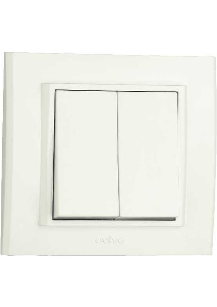 Çağatayelektrik Ovivo Mina Beyaz Komütatör (Ikili Anahtar) Mekanizma+Çerçeve