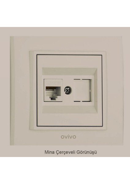 Çağatayelektrik Ovivo Mina Krem Data Prizi Mekanizma+Çerçeve