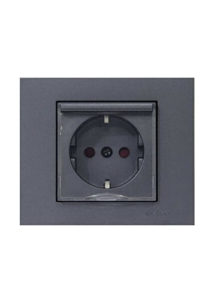 Çağatayelektrik Ovivo Grano Füme Kapaklı Topraklı Prizi Mekanizma+Çerçeve