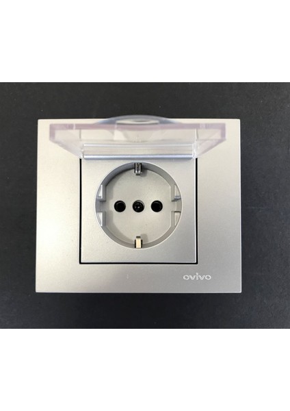 Çağatayelektrik Ovivo Grano Gümüş (Silver) Kapaklı Topraklı Priz Mekanizma+Çerçeve