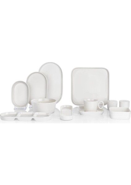Nude Krem 38 Parça Kare Kahvaltı ve Yemek Takımı fiyatları