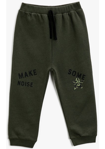 Beli Bağlamalı Eşofman Altı Baskılı