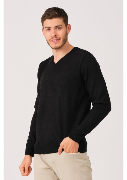 V0036 Erkek V-Neck Kazak-Siyah fırsatları