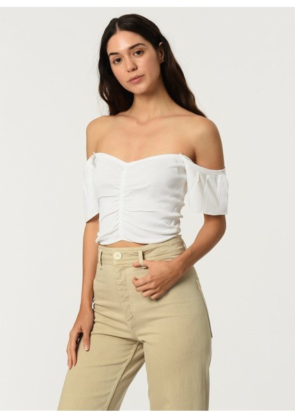 Z2008 Kadın Krop Bluz-Kar Beyaz fiyatları