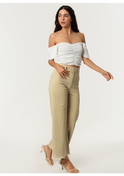 Z2008 Kadın Krop Bluz-Kar Beyaz fırsatları