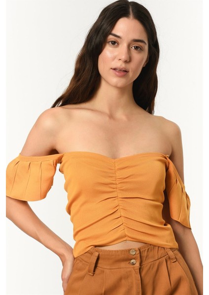 Z2008 Kadın Krop Bluz-Sarı