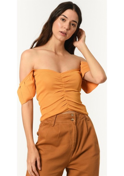 Z2008 Kadın Krop Bluz-Sarı fırsatları