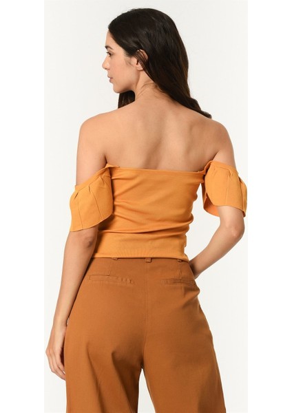 Z2008 Kadın Krop Bluz-Sarı indirimleri