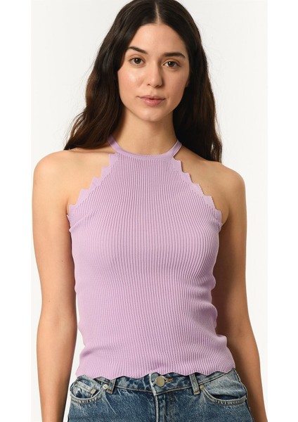 Z2022 Kadın Krop Bluz-Mor