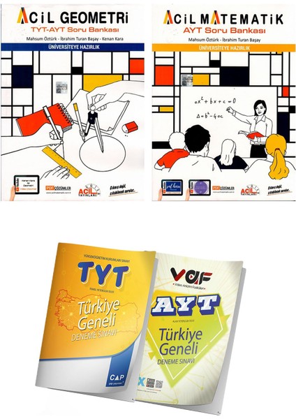 Acil Yayınları TYT AYT Geometri + AYT Matematik Soru Bankası Seti 2022