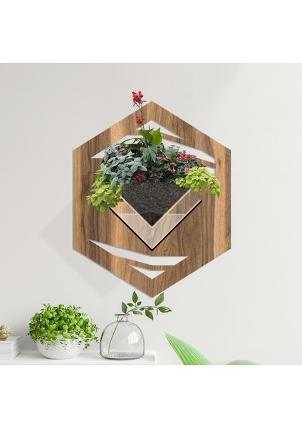 Duvar Tipi Ahşap Dekoratif Saksı