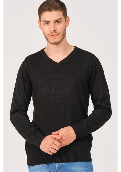 V0002 Erkek V Yaka Kazak-Siyah fiyatları