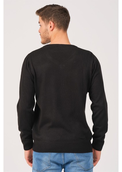 V0002 Erkek V Yaka Kazak-Siyah modelleri