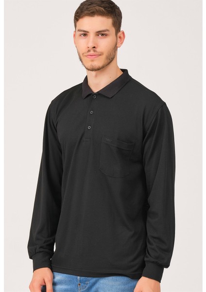 V1902 Erkek Polo Sweatshirt-Siyah fiyatları