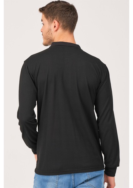V1902 Erkek Polo Sweatshirt-Siyah modelleri