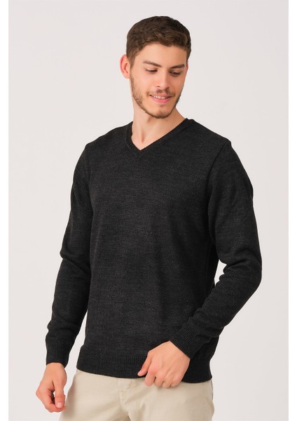 V0036 Erkek V-Neck Kazak-Antrasit