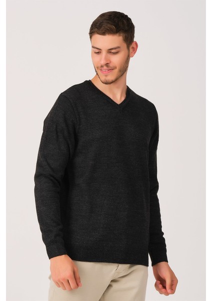 V0036 Erkek V-Neck Kazak-Antrasit