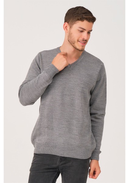 V0036 Erkek V-Neck Kazak-Gri modelleri