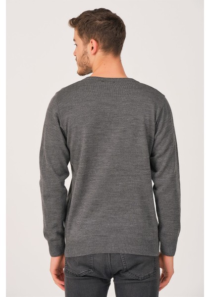 V0002 Erkek V Yaka Kazak-Füme fiyatları