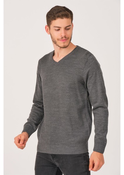 V0002 Erkek V Yaka Kazak-Füme modelleri