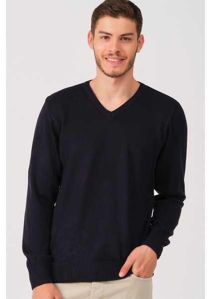 V0002 Erkek V Yaka Kazak-Lacivert