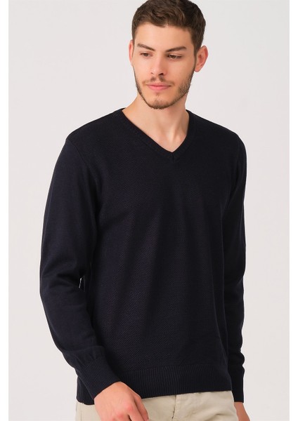 V0002 Erkek V Yaka Kazak-Lacivert indirimleri