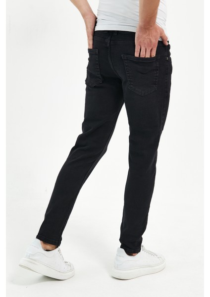 Erkek Pantolon Skinny Fit Likralı Koyu Siyah Tırnaklı modelleri