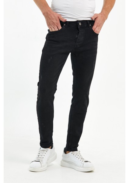 Erkek Pantolon Skinny Fit Likralı Koyu Siyah Tırnaklı fırsatları