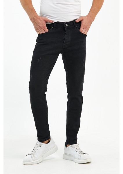 Erkek Pantolon Skinny Fit Likralı Koyu Siyah Tırnaklı indirimleri