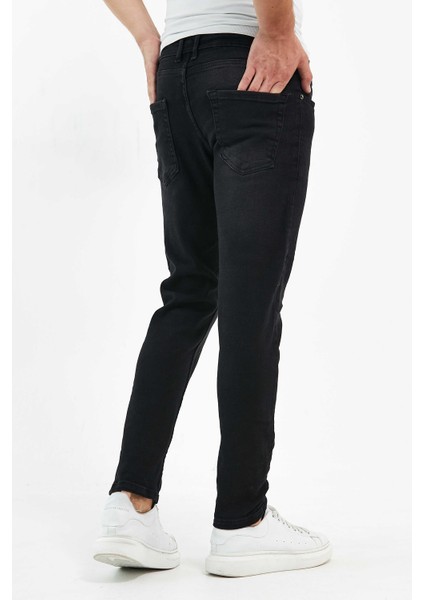 Erkek Pantolon Skinny Fit Likralı Düz Siyah fırsatları