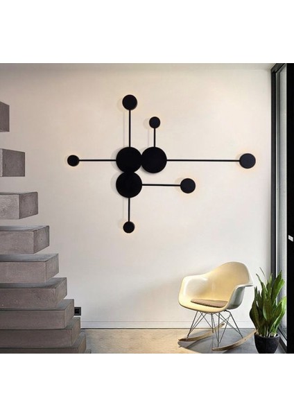Modern LED Dekoratif Duvar Aplik 3000K Siyah 91*73CM