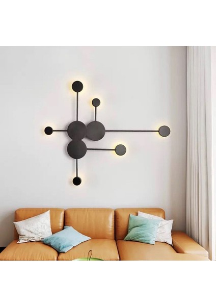 Modern LED Dekoratif Duvar Aplik 3000K Siyah 91*73CM