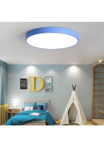 Modern LED Çocuk Odası Sıva Üstü Plofonyer ÇAP.40CM 3000K Pastel Mavi